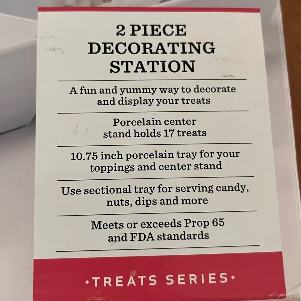 New in box Bella 2 piece decorating station white porcelain display